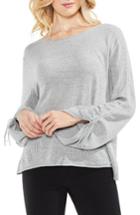 Women's Vince Camuto Tie Sleeve Pointelle Sweater, Size - Grey