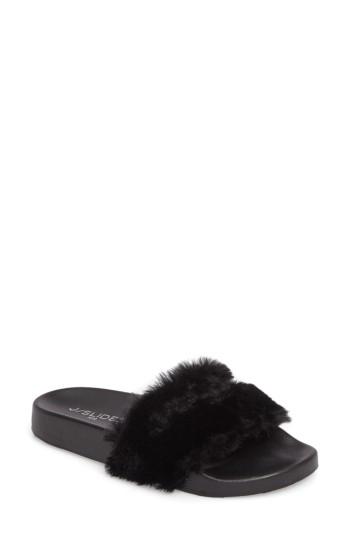 Women's Jslides Samantha Faux Fur Slide .5 M - Black