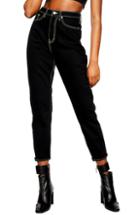 Women's Topshop Jamie Neon Stitch High Waist Ankle Skinny Jeans W X 30l (fits Like 25-26w) - Black