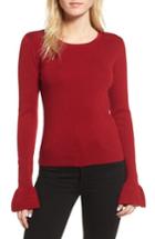 Women's Cupcakes And Cashmere Tina Ruffle Cuff Sweater, Size - Red