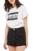 Women's Topshop Studded Cutoff Mom Shorts Us (fits Like 0-2) - Black