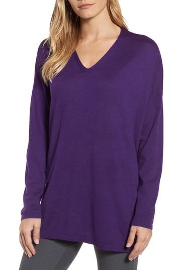 Petite Women's Eileen Fisher Merino Wool Tunic Sweater P - Purple