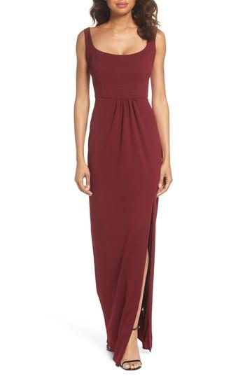 Women's Katie May Open Back Scoop Neck Gown - Burgundy