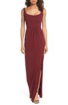 Women's Katie May Open Back Scoop Neck Gown - Burgundy