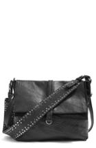 Topshop Premium Leather Studded Calfskin Hobo Bag - Black