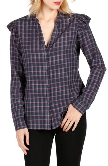 Women's Paige Jenelle Ruffle Plaid Shirt - Blue