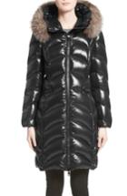 Women's Moncler Albizia Down Puffer Coat With Genuine Fox Fur Trim - Black