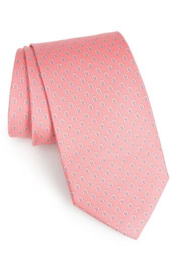 Men's Salvatore Ferragamo Feudo Print Silk Tie, Size - Pink
