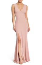 Women's Dress The Population Sandra Plunge Crepe Trumpet Gown - Pink