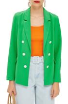 Women's Topshop Bonded Double Breasted Jacket Us (fits Like 2-4) - Green