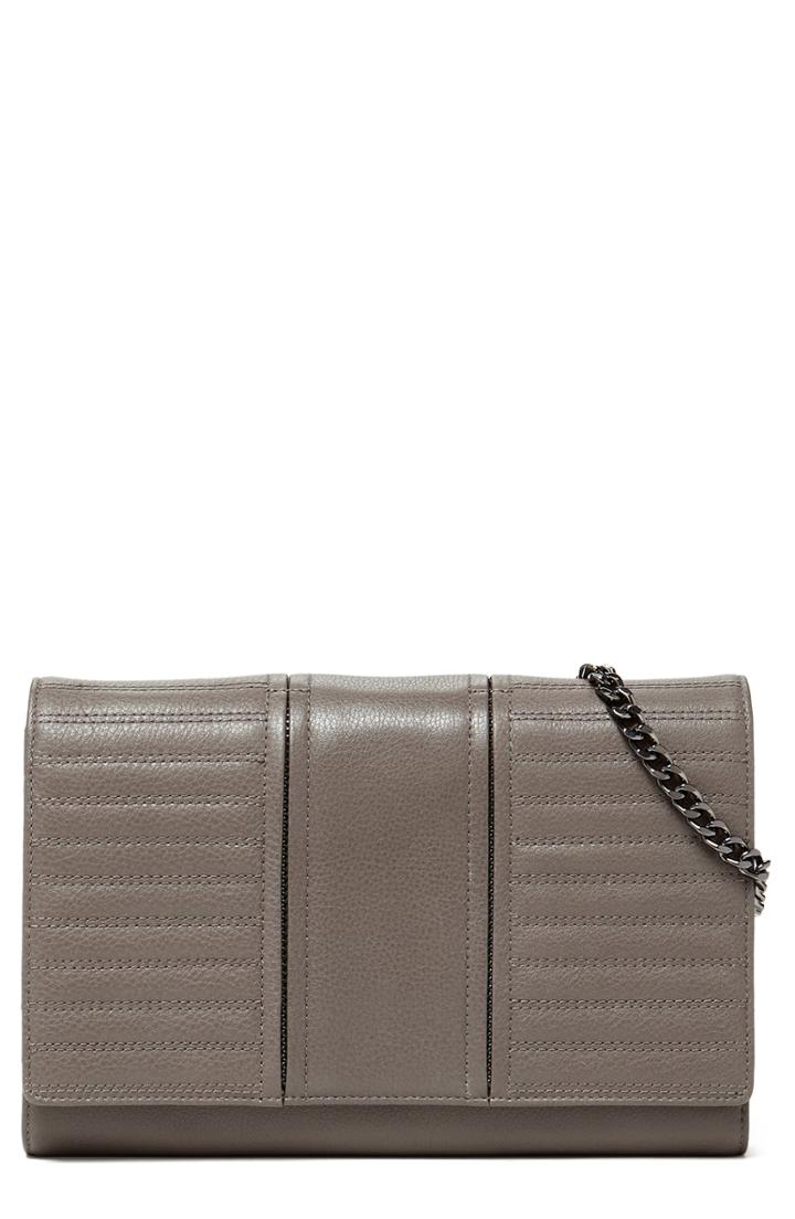 Women's Botkier Moto Leather Wallet On A Chain - Grey