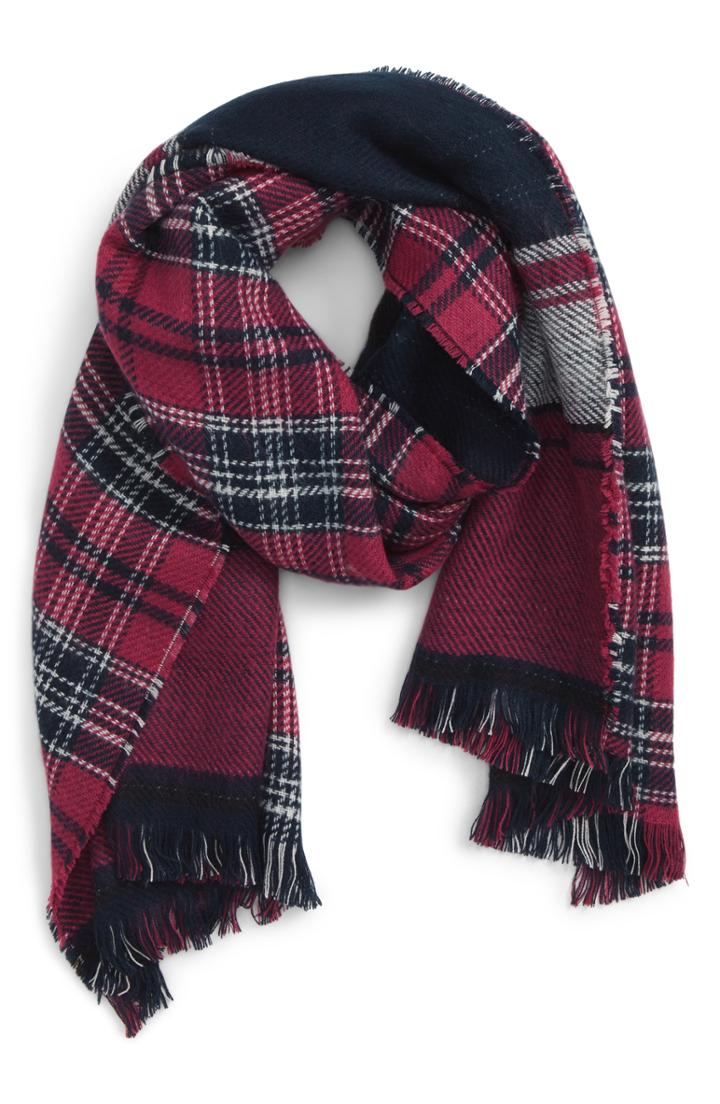 Women's Emanuel Geraldo Reversible Plaid Scarf, Size - Purple