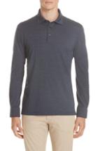 Men's Ermenegildo Zegna Wool & Cotton Long Sleeve Polo Shirt Us / 50 Eu - Blue