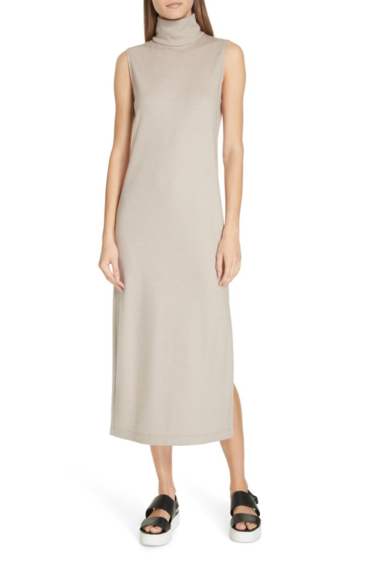 Women's Vince Sleeveless Turtleneck Wool Blend Dress - Beige