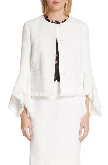 Women's Oscar De La Renta Ribbon Tweed Cascade Cuff Jacket
