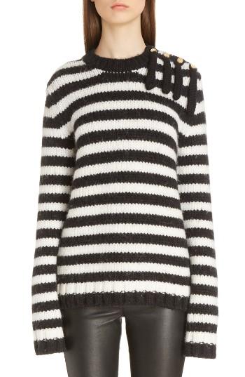 Women's Loewe Stripe Wool & Alpaca Sweater - Blue
