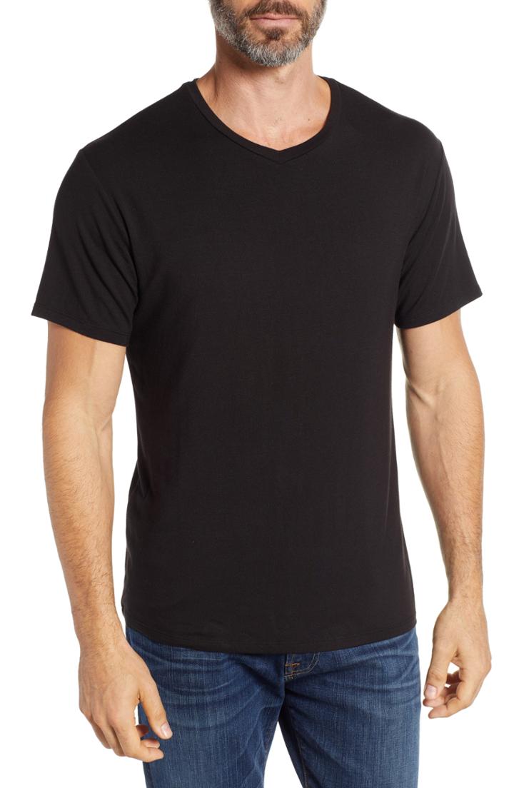 Men's Stone Rose V-neck Modal T-shirt (xs) - Black