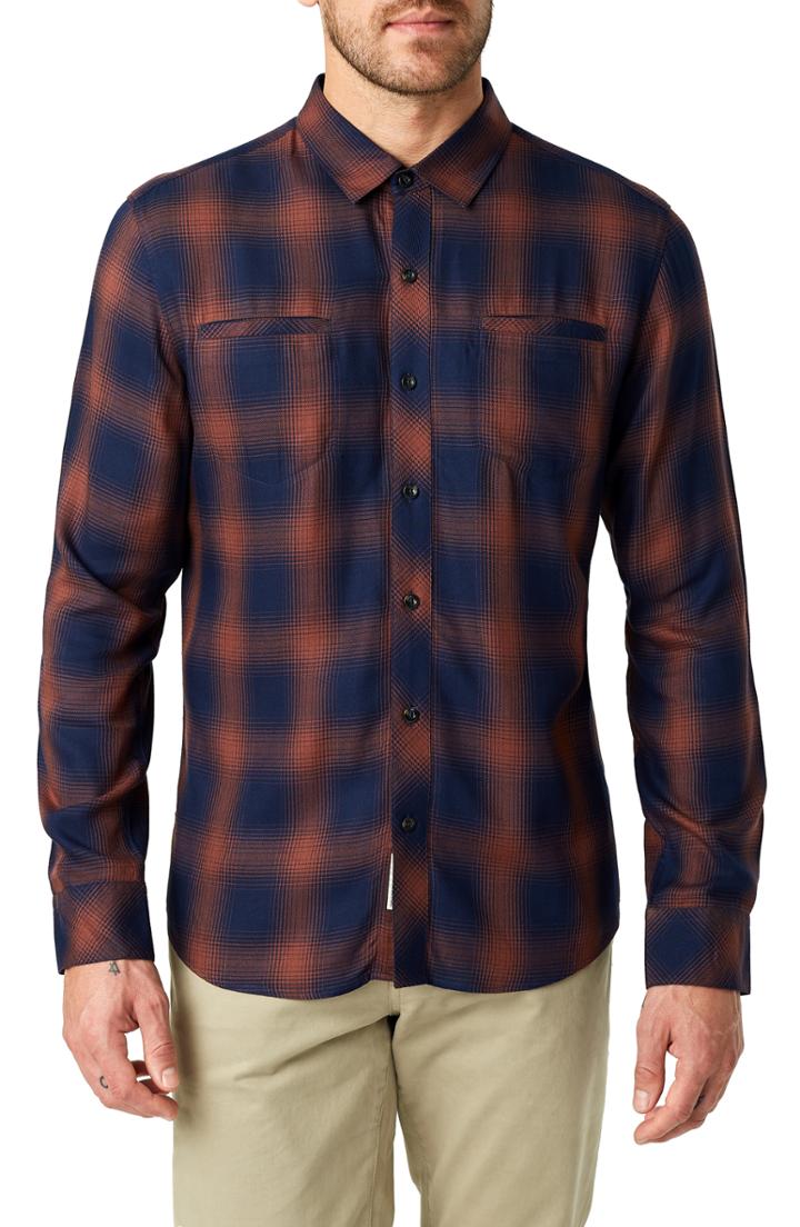 Men's 7 Diamonds Ewan Trim Fit Flannel Shirt - Blue