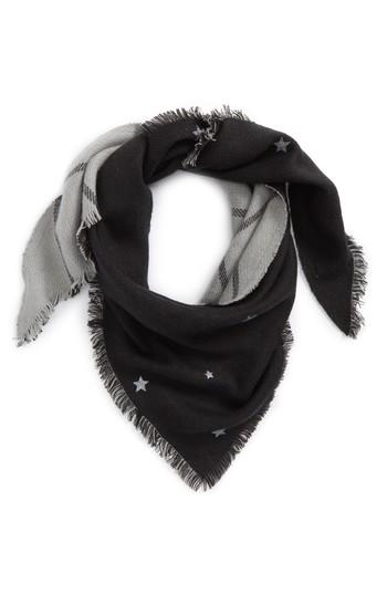 Women's Bp. Star And Grid Reversible Triangle Scarf, Size - Black