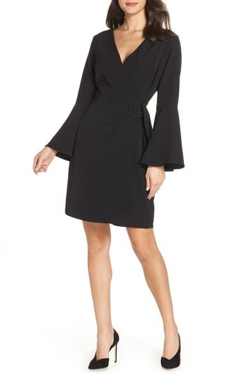 Women's Sam Edelman Bell Sleeve Faux Wrap Dress - Black