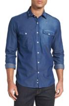 Men's Culturata Italian Fade Wash Sport Shirt, Size - Blue