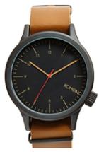 Men's Komono 'magnus' Oversized Round Dial Leather Strap Watch, 57mm