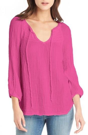 Women's Michael Stars Smocked Yoke Peasant Top - Pink