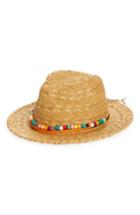 Women's Fits Beaded Band Straw Panama Hat -