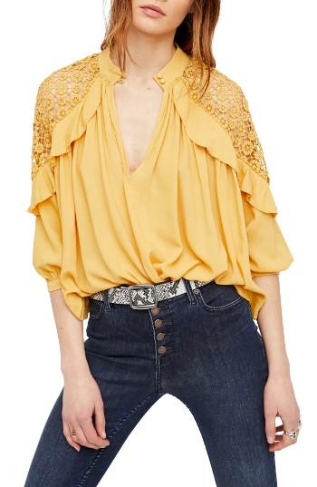 Women's Free People Little Bit Of Love Top - Yellow