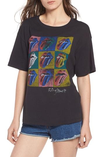 Women's Day By Daydreamer Rolling Stones '89 Graphic Boyfriend Tee - Black