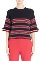 Women's Fendi Genuine Mink Fur Trim Stripe Sweater Us / 38 It - Black