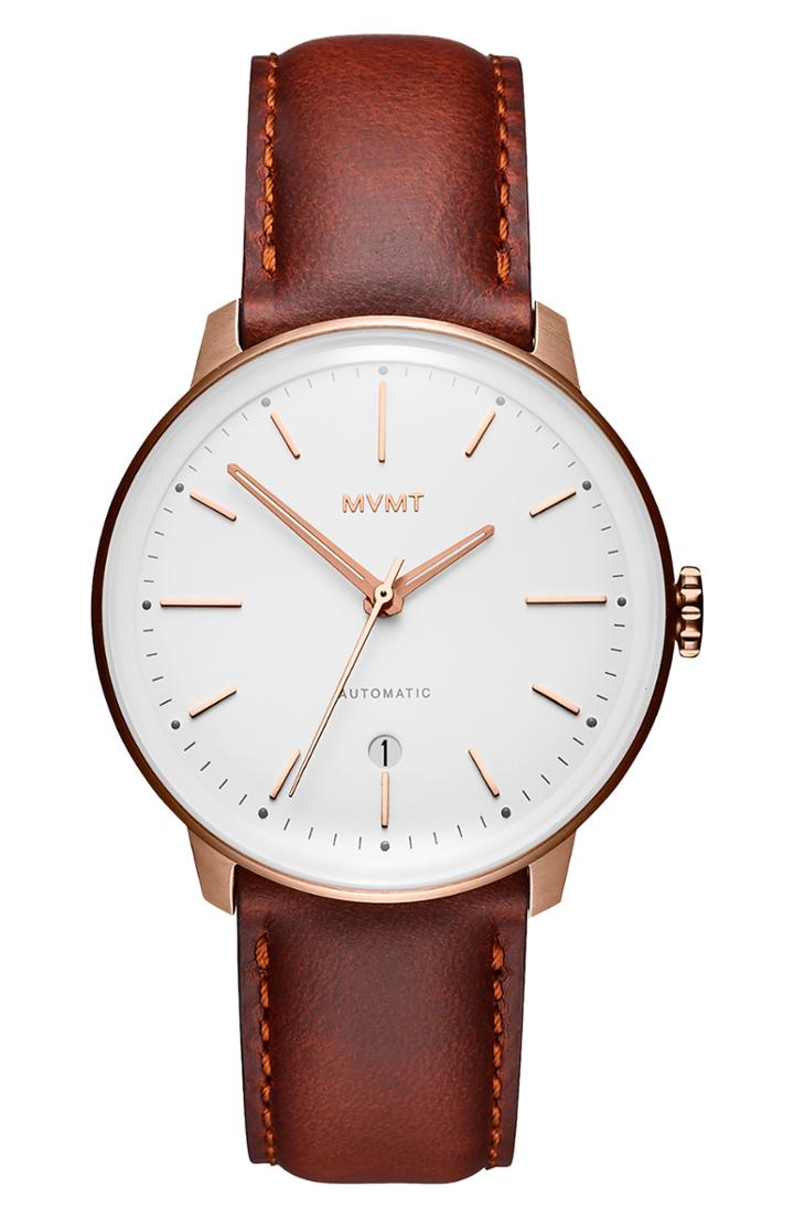 Men's Mvmt Arc Automatic Leather Strap Watch