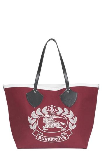 Burberry Large Giant Crest Reversible Canvas Tote - Red