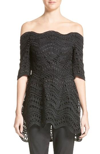Women's Lela Rose Wave Lace Off The Shoulder Top
