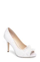 Women's Nina Raizel Ruffle Open Toe Pump .5 M - White