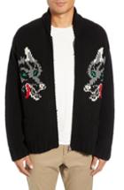 Men's Ymc Wolf Cardy Zip Wool Sweater - Black