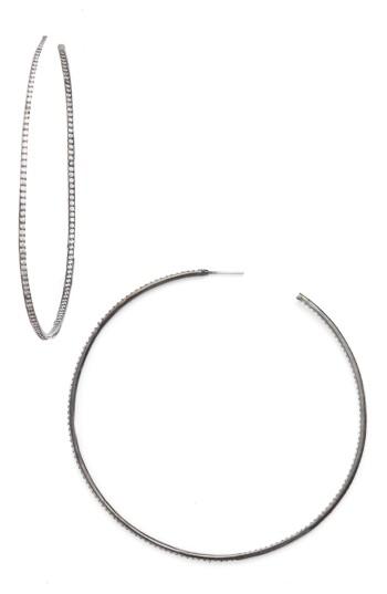 Women's Cz By Kenneth Jay Lane Skinny Inside Out Hoop Earrings