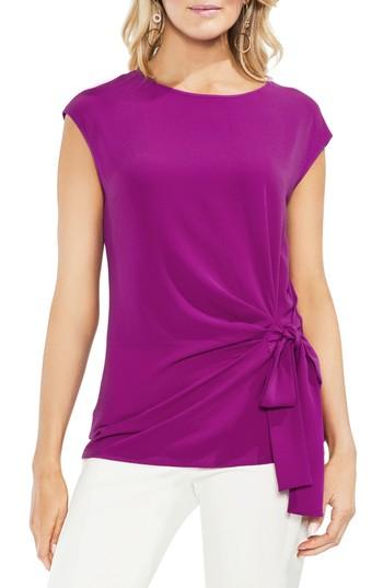Women's Vince Camuto Side Tie Ruched Stretch Crepe Top