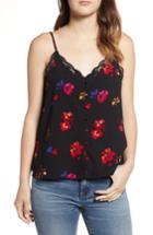 Women's Bp. Print Lace Trim Camisole, Size - Black
