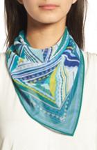 Women's Halogen Triangle Print Square Scarf, Size - Blue/green
