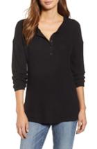 Women's Caslon Thermal Henley Top - Black
