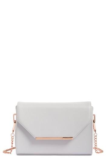 Ted Baker London Textured Bar Faux Leather Crossbody Bag - Grey