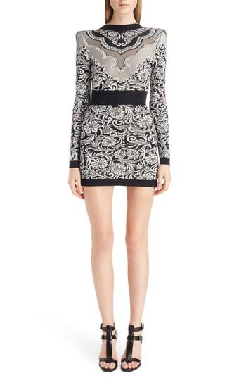 Women's Balmain Baroque Knit Minidress Us / 36 Fr - Black