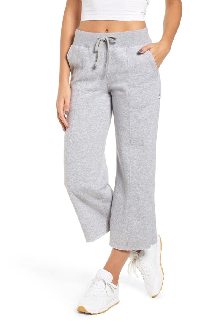 Women's Rvca Stake It Wide Leg Crop Sweatpants - Grey