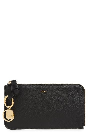 Women's Chloe Medium Alphabet Leather Charm Wallet - Black