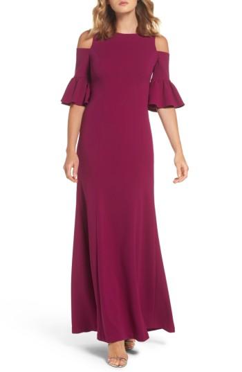 Women's Adrianna Papell Cold Shoulder Gown - Red