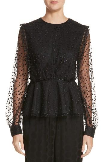 Women's Co Sparkle Dot Tulle Top - Black