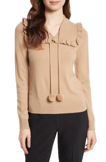 Women's Kate Spade New York Pompom Wool & Cashmere Sweater, Size - Beige