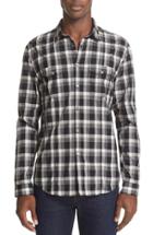 Men's John Varvatos Collection Slim Fit Plaid Military Shirt - Black