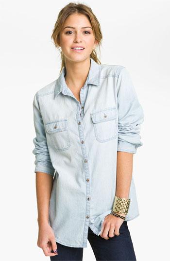 Rubbish Chambray Boyfriend Shirt (juniors) Light Wash